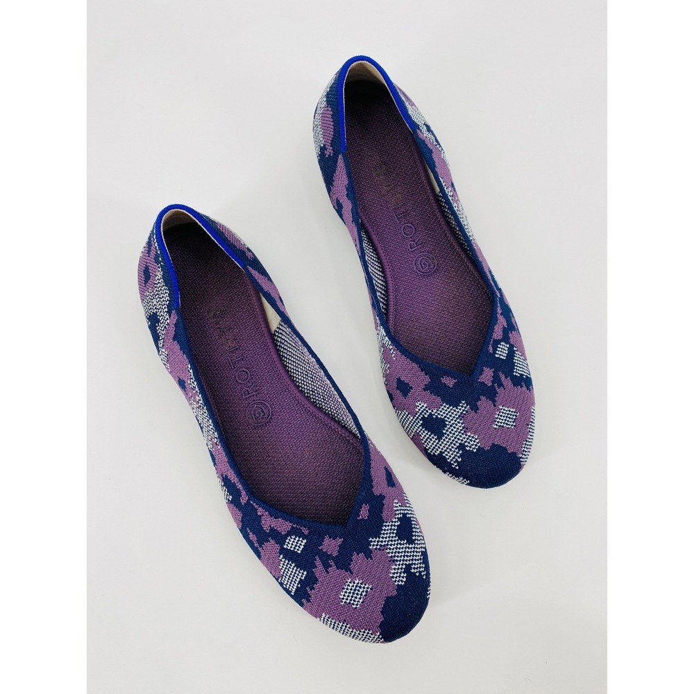 Rothy's The Flat Women 9.5 Purple Camo Knit Round Toe Washable